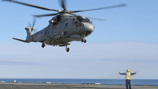 Merlin helicopter on board HMS Prince of Wales