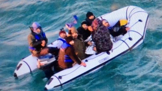 Migrants have been crossing the busiest shipping lane in the world over Christmas (Pic: @premarmanche/marine nationale)