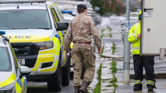 Military bomb disposal teams are at the scene 