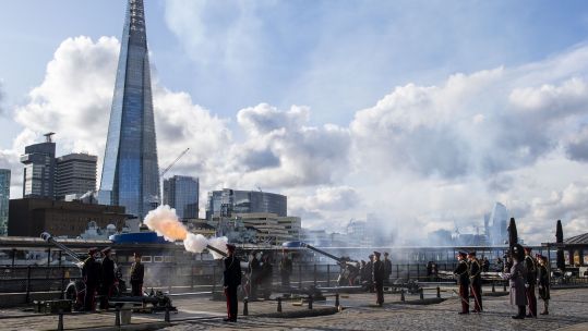 Soldiers carry out a gun salute in central London in honour of the Prince of Wales' birthday (Picture: British Army).
