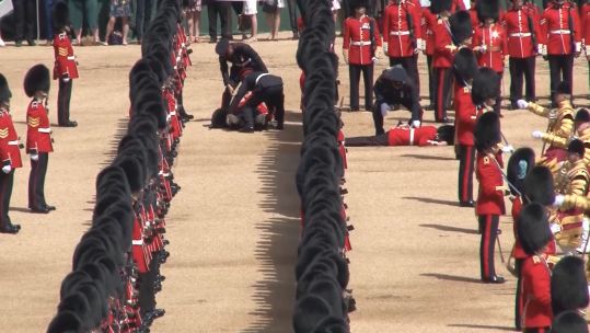 Military personnel fainting whilst on parade