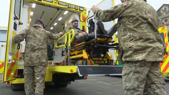 Military personnel receive training to work with the Welsh Ambulance Service 241021 CREDIT BFBS