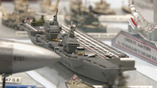 Miniature model of HMS Queen Elizabeth 170120 CREDIT BFBS