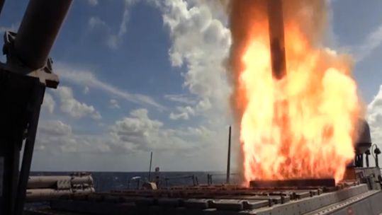 Missile launched from US Warship in attack against Houthis in Yemen