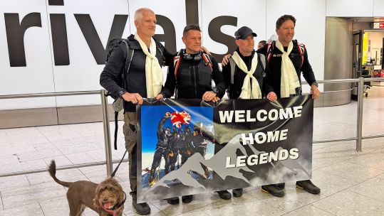 The Mission Everest team has safely returned to the UK after completing the gruelling climb 