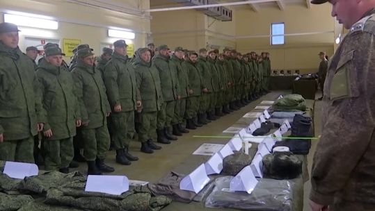 Mobilised Russian soldiers receiving what appear to be good kit 26102022 CREDIT Russian MOD