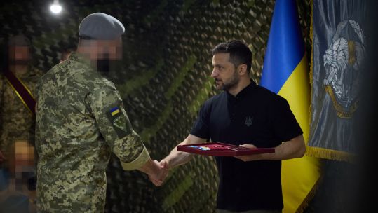Ukraine's President Zelenskyy visits a forward command post and meets members of Ukrainian armed forces in July 2024. (Picture: President of Ukraine)