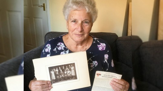 Ms Spall with the letter 2 (Picture: SWNS).