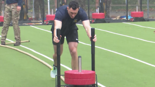 Staff Sergeant Alex Rees competes in the British Army Warrior Fitness challenge