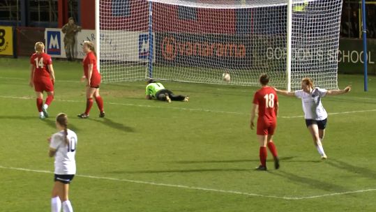 Jade Widdows scores in Inter Services match against the Army