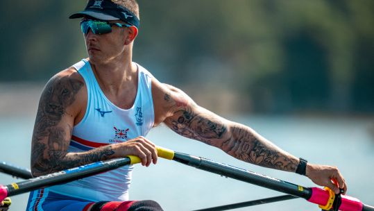 Gregg Stevenson won gold in the PR2 Mixed Double Sculls at the world championships (Picture: Benedict Tufnell)
