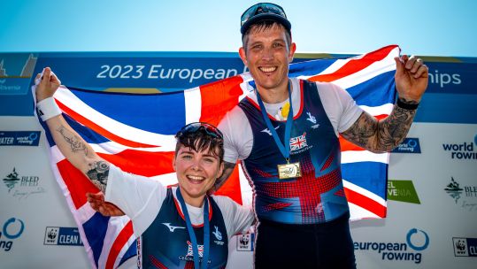 Gregg Stevenson and Lauren Rowels win European rowing gold