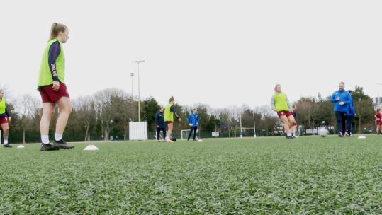 Navy women football training