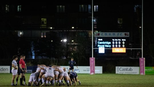 Royal Navy Senior men's team plays against Cambridge University. 