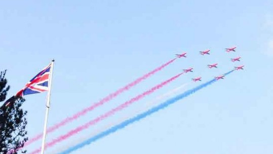 Red Arrows Impress Over Wales for NATO Summit