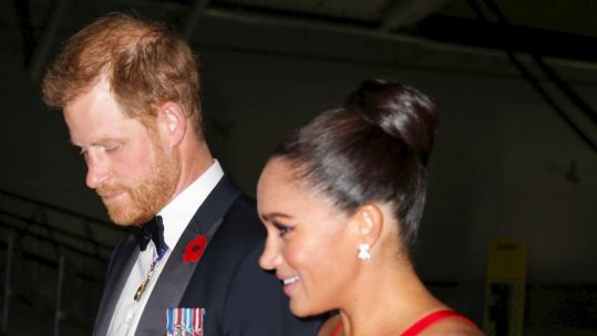 Prince Harry and Meghan Markle, Duke and Duchess of Sussex, arrive for the annual Salute to Freedom Gala at the Intrepid Sea, Air & Space Museum in Manhattan in New York City