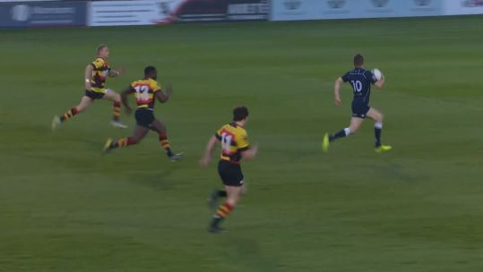 Nathan Huntley breaks away from the Richmond defence to score a try.