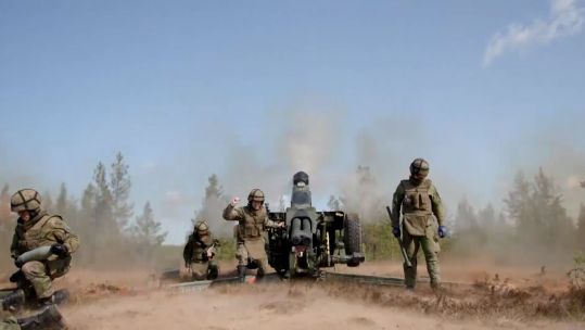 Nato soldiers practise artillery drills during exercises in Finland (Picture: NATO TV).