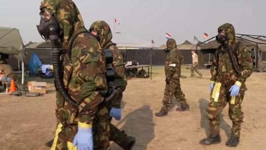 Nato troops deal with deadly nerve agents CBRN exercise 20082024 CREDIT BFBS
