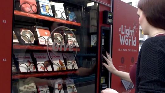'Light the World' fundraising vending machine