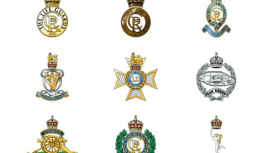 New Army cap badges with King's cypher 