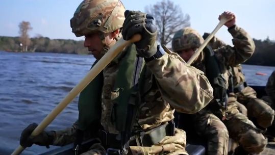 New Gurkha engineers learn boatmanship as part of course to qualify as Sappers.
