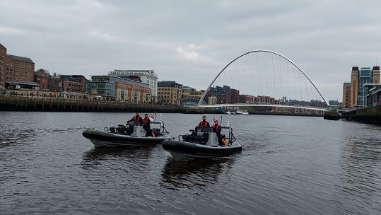 New RHIBs belonging to HMS Calliope, in the River Tyne, which are set to be used to train Royal Navy reservists
