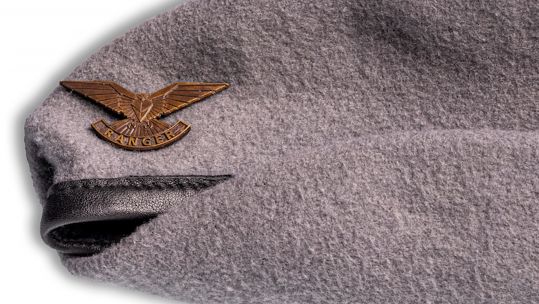 New Ranger Regiment cap badge on the new gunmetal grey set to be worn by Ranger Regiment personnel 251121 CREDIT British Army