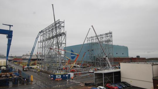 Cover image: Progress on the new assembly hall (Picture: MOD).