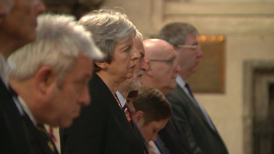 Theresa May and Jeremy Corbyn at special service of remembrance