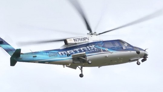Modified Sikorsky S-76B helicopter fitted with autonomous flying systems