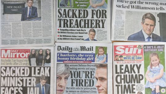 Newspaper coverage of Defence Secretary Gavin Williamson sacking 020519 SOURCE BFBS