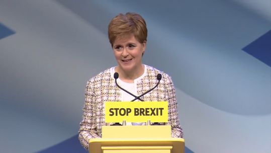 Nicola Sturgeon at SNP manifesto launch in Scotland Credit POOL 27.11.19