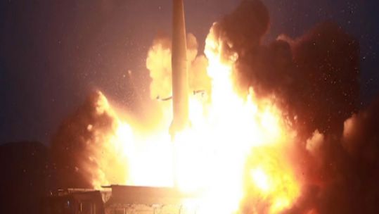 One of several projectile launches from North Korea (Picture: KCNA).