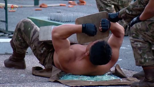 North Korean soldier during extreme martial arts demonstration in front of Kim Jong Un 131021 CREDIT REUTERS NO REUSE AFTER 30 DAYS