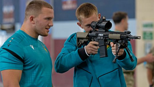Northampton Saints having RAF training at RAF Leeming Credit RAF Rugby Union Date September 2025.jpg