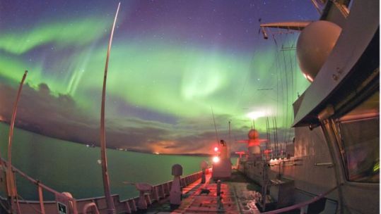 picture of Northern lights seen from HMS Ocean