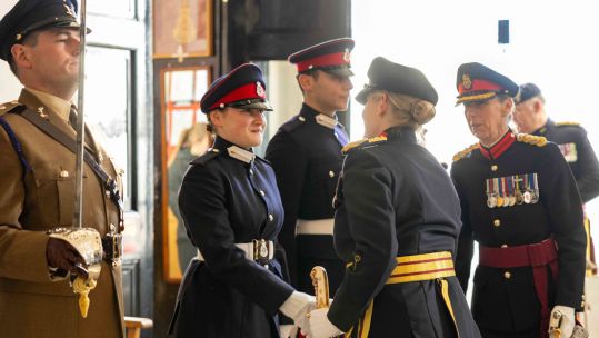 Officer Cadet Clarke meets Major General Sarah Johansen MBE Deputy Chief of Defence Intelligence (Picture: British Army)