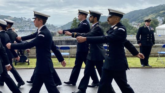 Officer Cadets Pass Out at BRNC Britannia Royal Naval College in passing out parade 12082021 CREDIT BFBS