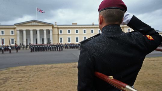 Officer cadets at Royal Military Academy Sandhurst during Sovereign's Parade