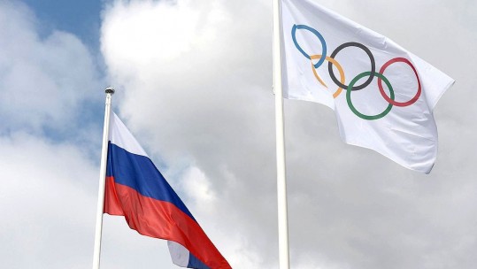 Olympic & Russian flags