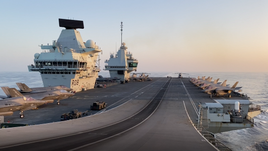 On board HMS Queen Elizabeth docking in Oman 04112021 Credit BFBS.PNG