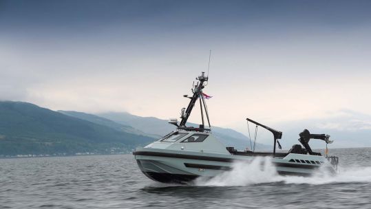One of the Royal Navy's autonomous minehunting boats 