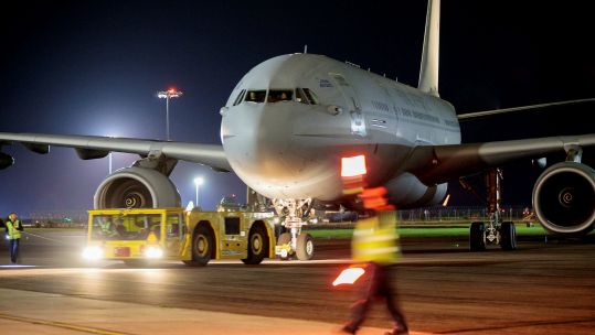 Op Pitting - evacuation of Afghan civilians and entitled personnel from Afghanistan arrive at RAF Brize Norton on RAF Voyager (Picture: MOD).