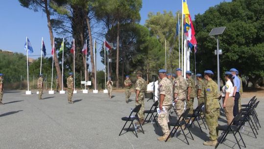 Op Tosca 7 Rifles handover to 6 Rifles in ceremony in Nicosia, Cyprus 091020 CREDIT BFBS