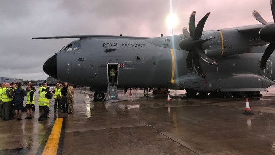 Op Ruman RAF Brize Norton Alex Gill Forces Radio BFBS A400M Aircraft Hurricane Irma