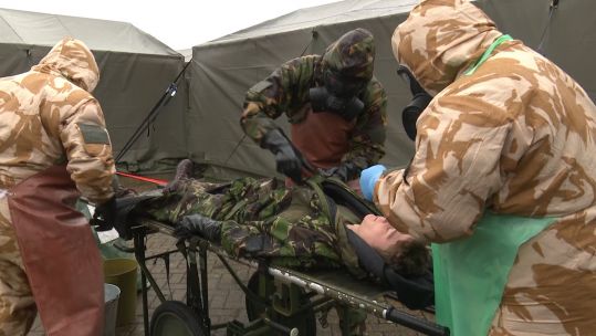 Operating table in the field hospital.