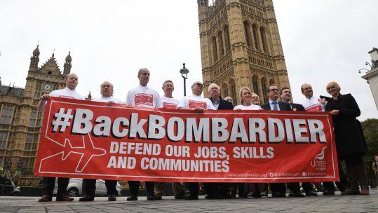 Bombardier Parliament Protest