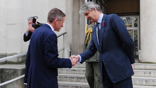 Stephen Lovegrove Greets Gavin Williamson