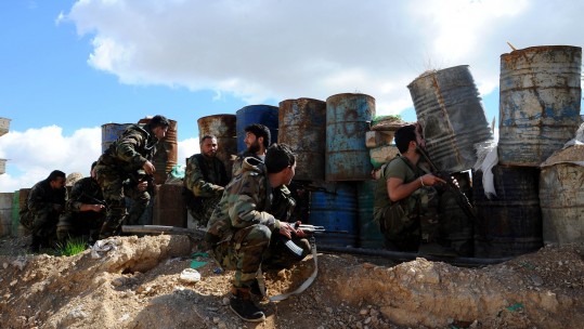 Syrian soldiers Ghouta Damascus Syria (PA IMAGE)